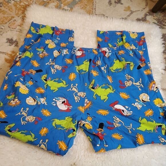 Nickelodeon Cartoon Ren Stimpy Reptar The Rugrats Tommy Chuckie Lounge Pants - Picture 5 of 8